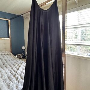 Silk & Salt Black Satin Slip Dress - Elegant Women’s Evening Dress